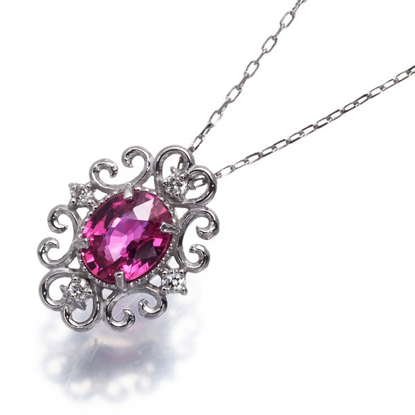 ルビー 0.46ct  ダイヤ 0.03ct クラシック  ネックレス K18WG 