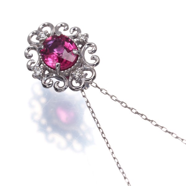 ルビー 0.46ct  ダイヤ 0.03ct クラシック  ネックレス K18WG 