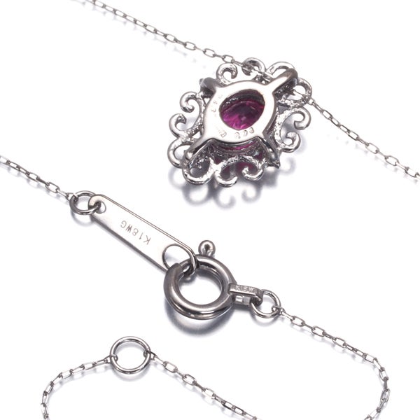ルビー 0.46ct  ダイヤ 0.03ct クラシック  ネックレス K18WG 