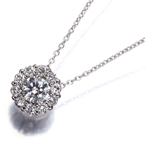 ダイヤ 0.22ct/0.21ct サークル  ネックレス K18WG 
