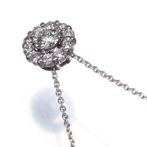 ダイヤ 0.22ct/0.21ct サークル  ネックレス K18WG 