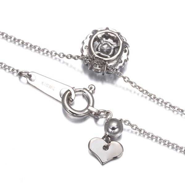 ダイヤ 0.22ct/0.21ct サークル  ネックレス K18WG 
