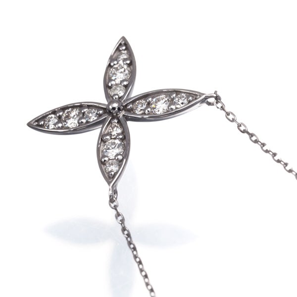 ダイヤ 0.20ct フラワー  ネックレス K18WG 
