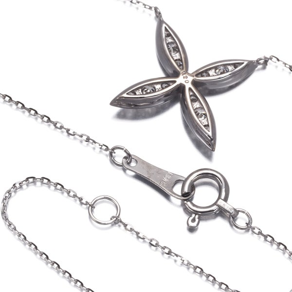 ダイヤ 0.20ct フラワー  ネックレス K18WG 
