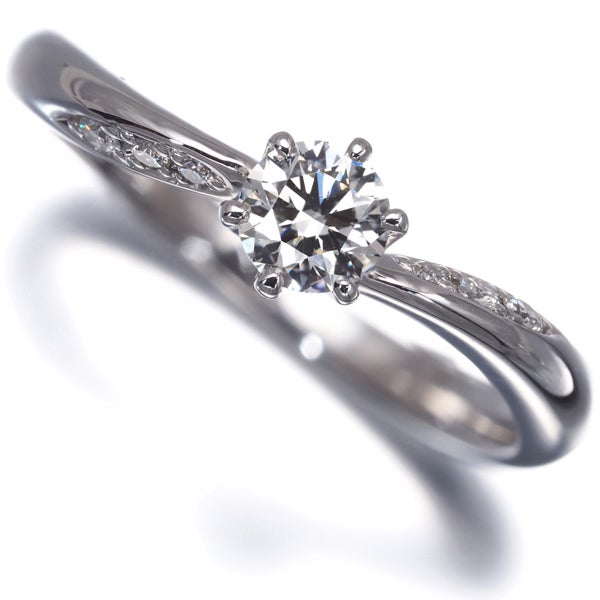タサキ リング ダイヤ 0.259ct F VS2 3EX/0.04ct  ウェーブ 10号 Pt950 鑑定書