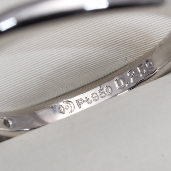 タサキ リング ダイヤ 0.259ct F VS2 3EX/0.04ct  ウェーブ 10号 Pt950 鑑定書