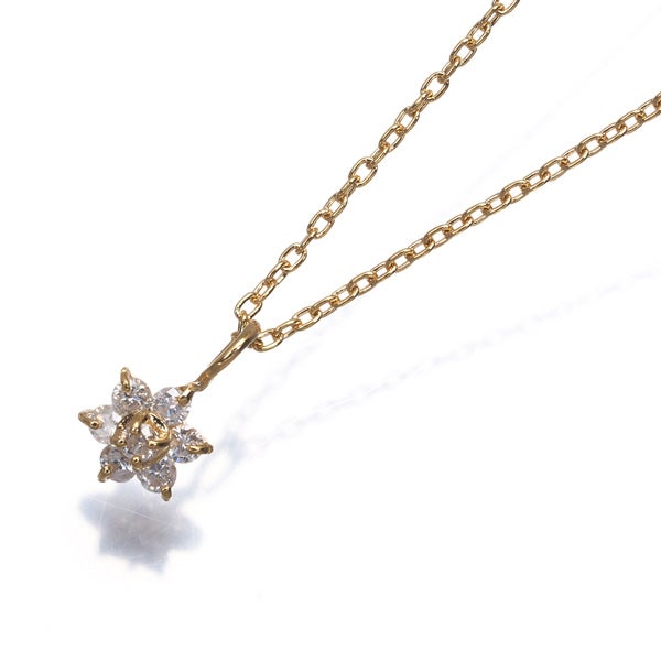 ドレスアドレス ネックレス ダイヤ 0.10ct  フラワー K18YG 