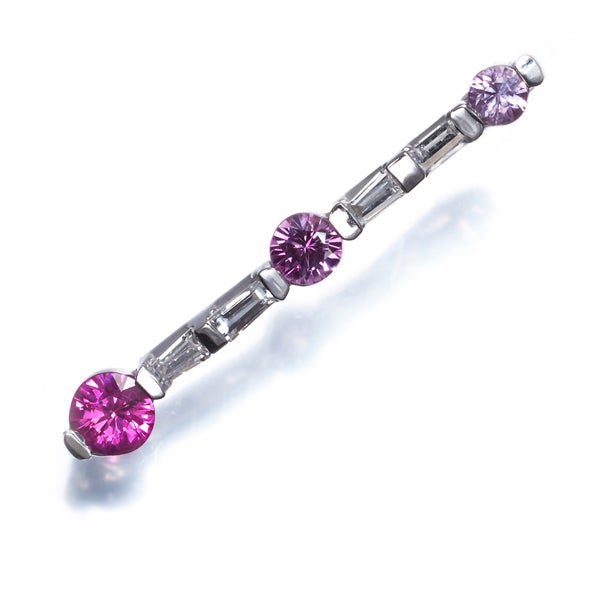 ピンクサファイア 0.39ct  ダイヤ 0.11ct テーパー グラデーション  ペンダントトップ K18WG 