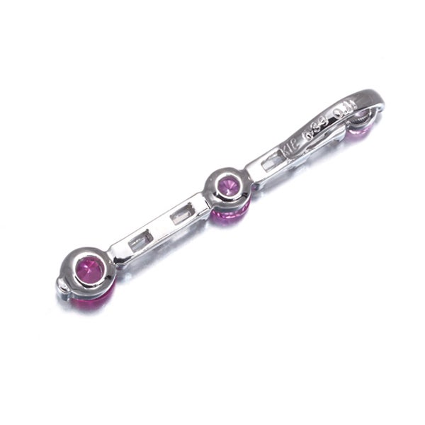 ピンクサファイア 0.39ct  ダイヤ 0.11ct テーパー グラデーション  ペンダントトップ K18WG 