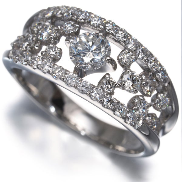 ダイヤ 0.33ct/0.61ct 透かし  リング Pt900 