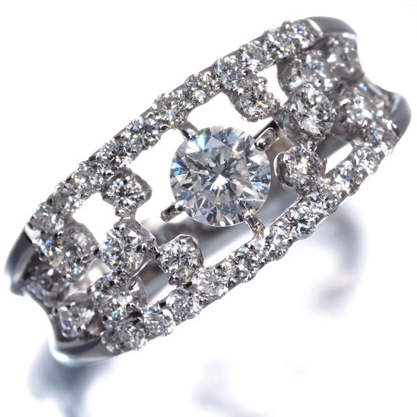 ダイヤ 0.33ct/0.61ct 透かし  リング Pt900 