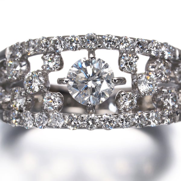 ダイヤ 0.33ct/0.61ct 透かし  リング Pt900 