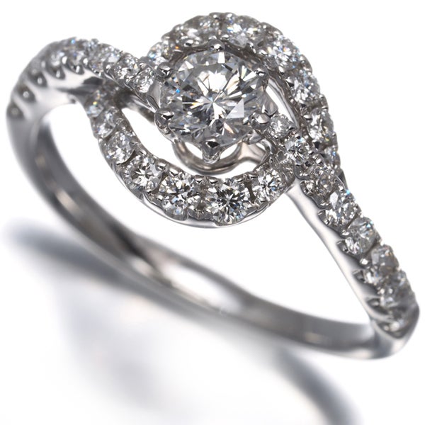 ダイヤ 0.309ct/0.51ct ウェーブ  リング K18WG 