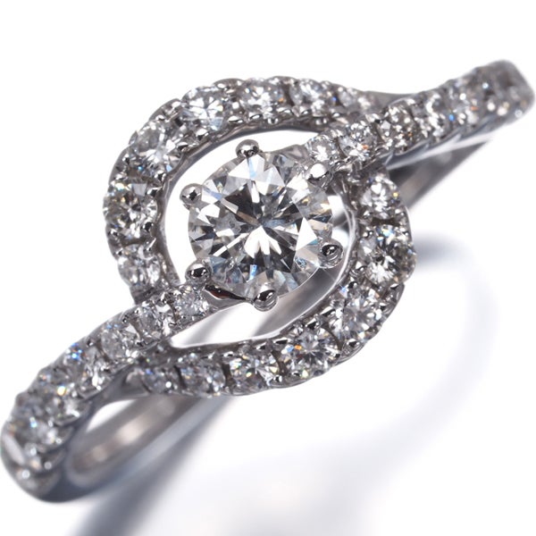 ダイヤ 0.309ct/0.51ct ウェーブ  リング K18WG 