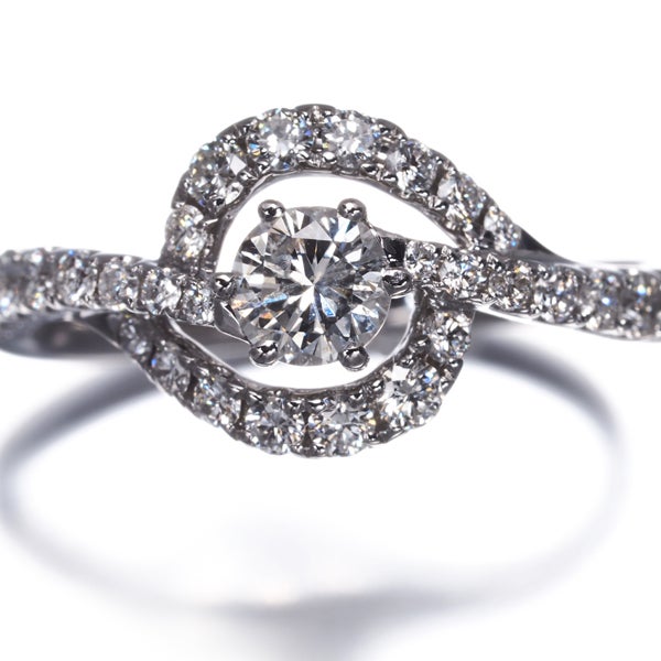 ダイヤ 0.309ct/0.51ct ウェーブ  リング K18WG 