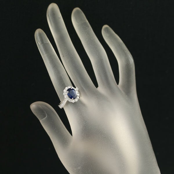 サファイア 2.527ct ダイヤ 0.82ct ミルグレイン  リング Pt900 ソーティング