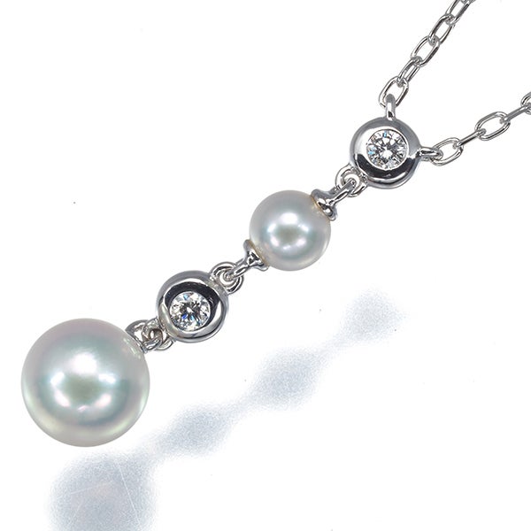 ミキモト ネックレス パール 真珠 4.2-6.7mm  ダイヤ   K18WG 