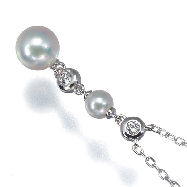 ミキモト ネックレス パール 真珠 4.2-6.7mm  ダイヤ   K18WG 