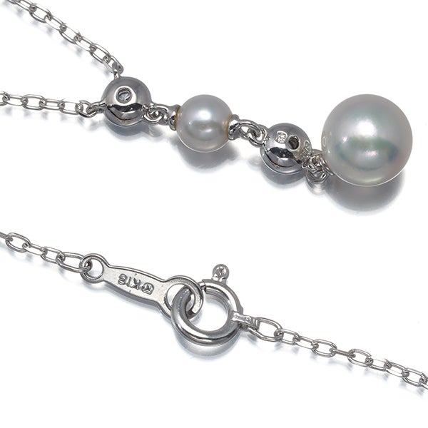 ミキモト ネックレス パール 真珠 4.2-6.7mm  ダイヤ   K18WG 