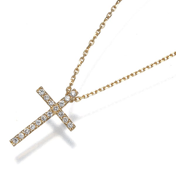 スタージュエリー ネックレス ダイヤ 0.05ct  クロス K18YG 