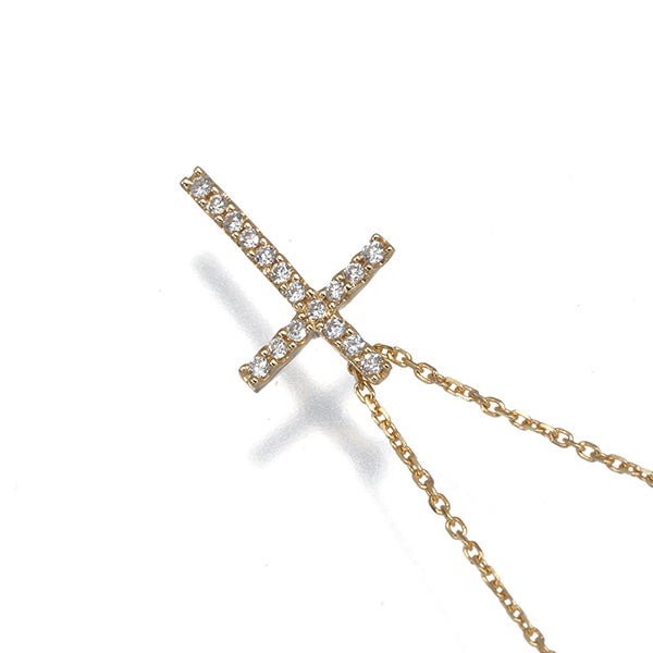 スタージュエリー ネックレス ダイヤ 0.05ct  クロス K18YG 