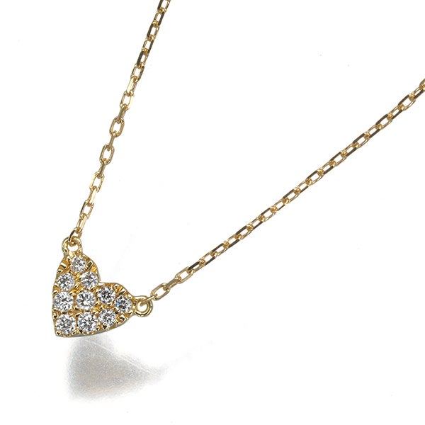 アーカー ネックレス ダイヤ 0.05ct ハートパヴェ  K18YG 