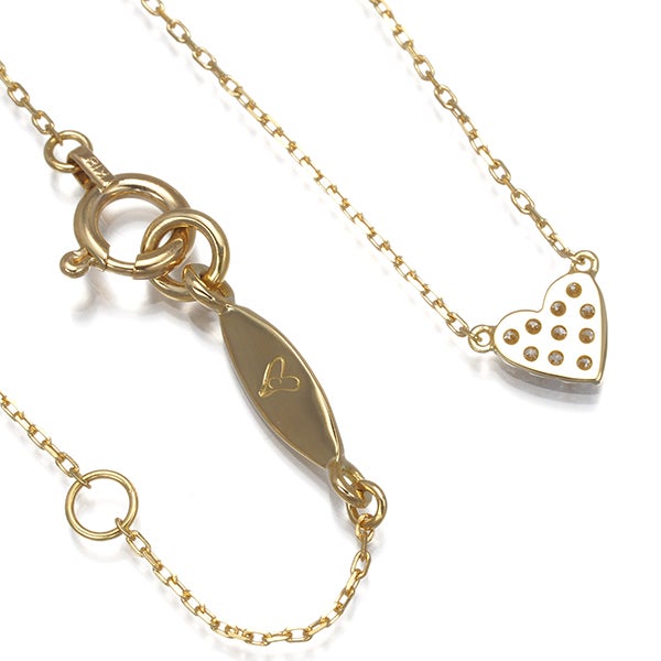 アーカー ネックレス ダイヤ 0.05ct ハートパヴェ  K18YG 
