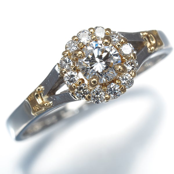 セリーヌ リング ダイヤ 0.26ct/0.16ct マカダム 12号 Pt900/K18YG 