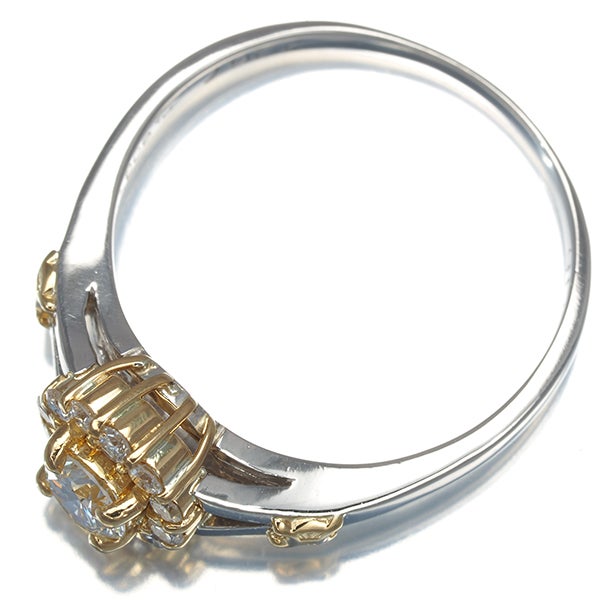 セリーヌ リング ダイヤ 0.26ct/0.16ct マカダム 12号 Pt900/K18YG 