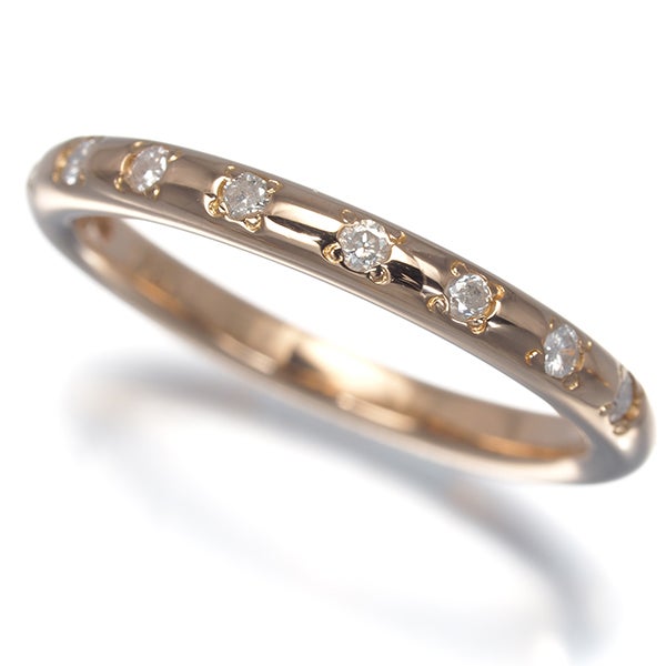 アガット リング ダイヤ 0.11ct  8P 9号 K18PG 