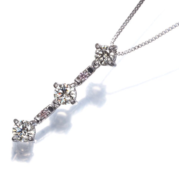 クリア&ピンクダイヤ 0.504ct/0.03ct   ネックレス K18WG ソーティング