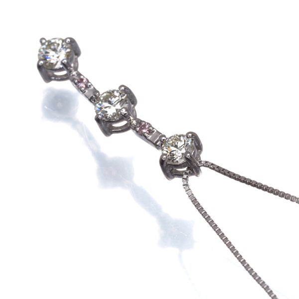 クリア&ピンクダイヤ 0.504ct/0.03ct   ネックレス K18WG ソーティング