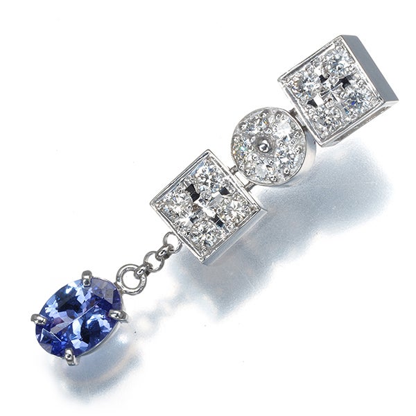 タンザナイト 0.67ct ダイヤ 0.38ct スクエア サークル ペンダントトップ Pt900 ソーティング