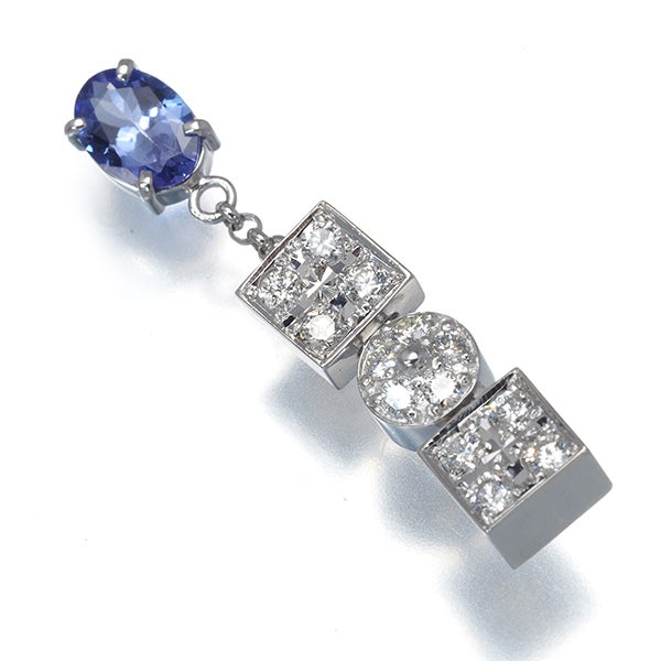 タンザナイト 0.67ct ダイヤ 0.38ct スクエア サークル ペンダントトップ Pt900 ソーティング