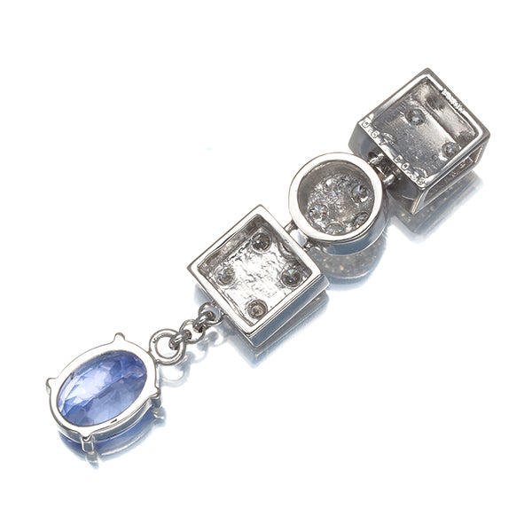 タンザナイト 0.67ct ダイヤ 0.38ct スクエア サークル ペンダントトップ Pt900 ソーティング