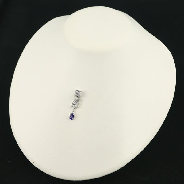 タンザナイト 0.67ct ダイヤ 0.38ct スクエア サークル ペンダントトップ Pt900 ソーティング