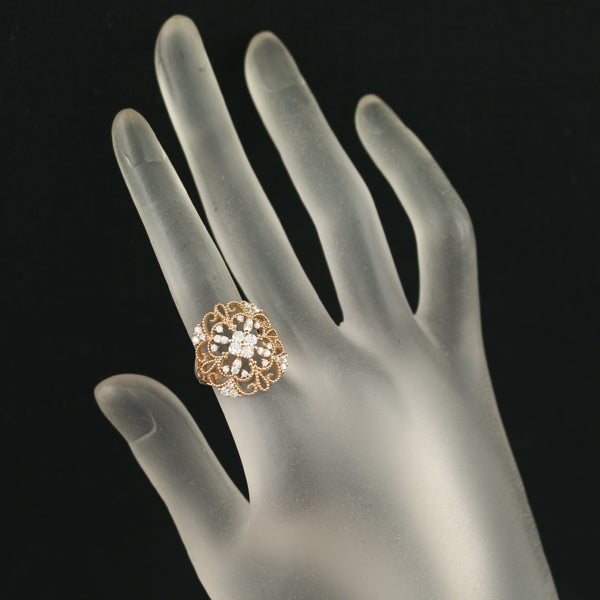 ダイヤ 0.77ct フラワー ミルグレイン 透かし  リング K18PG 
