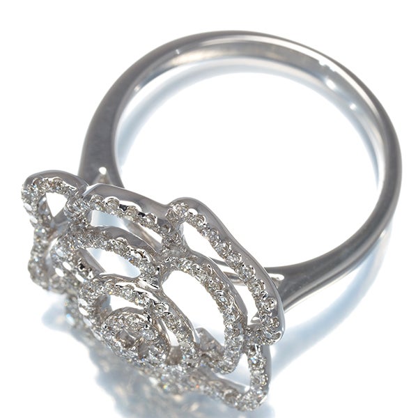 ダイヤ 0.54ct 薔薇 フラワー  リング K18WG 