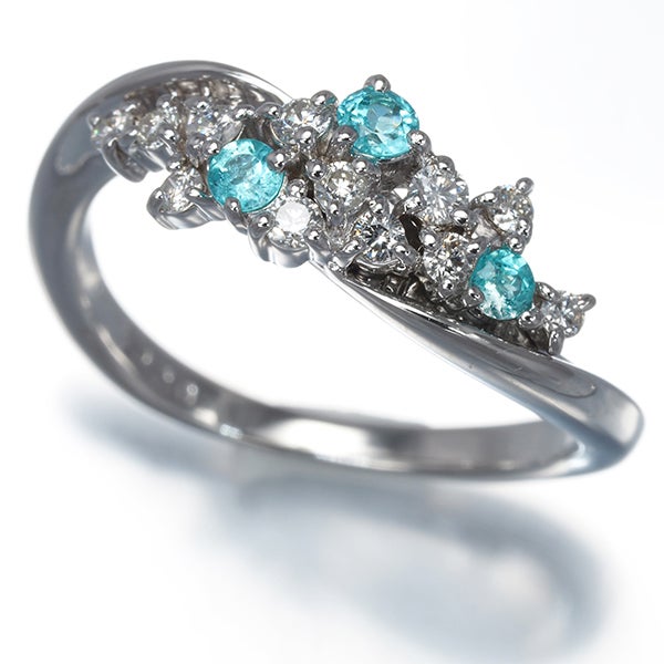 パライバトルマリン 0.13ct  ダイヤ 0.20ct   リング K18WG ソーティング