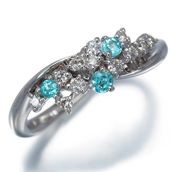 パライバトルマリン 0.13ct  ダイヤ 0.20ct   リング K18WG ソーティング