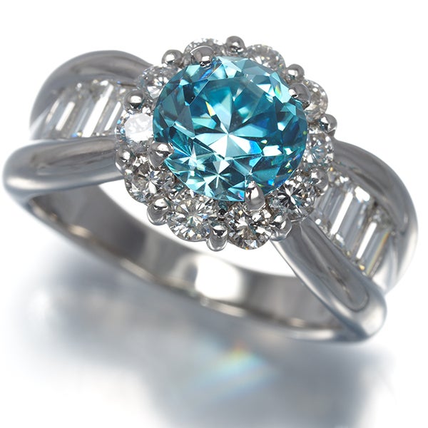 ブルージルコン 2.481ct  ダイヤ 1.23ct   リング Pt900 