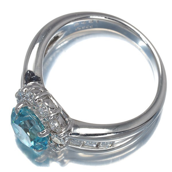 ブルージルコン 2.481ct  ダイヤ 1.23ct   リング Pt900 