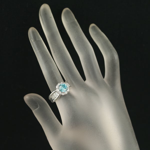 ブルージルコン 2.481ct  ダイヤ 1.23ct   リング Pt900 