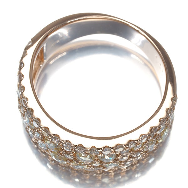 ダイヤ 1.11ct/0.47ct ローズカット 2種カット パヴェ  リング K18PG 