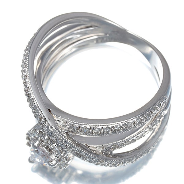 ピンク&クリアダイヤ 0.329ct I1/0.27ct ペアシェイプカット リング K18WG ソーティング