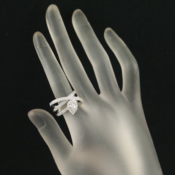 ピンク&クリアダイヤ 0.329ct I1/0.27ct ペアシェイプカット リング K18WG ソーティング