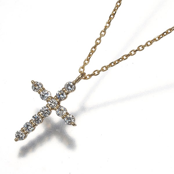 ヴァンドーム ネックレス ダイヤ 0.20ct  クロス K18YG 