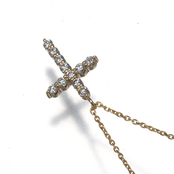 ヴァンドーム ネックレス ダイヤ 0.20ct  クロス K18YG 