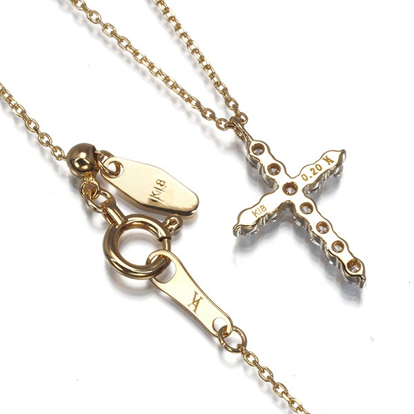 ヴァンドーム ネックレス ダイヤ 0.20ct  クロス K18YG 