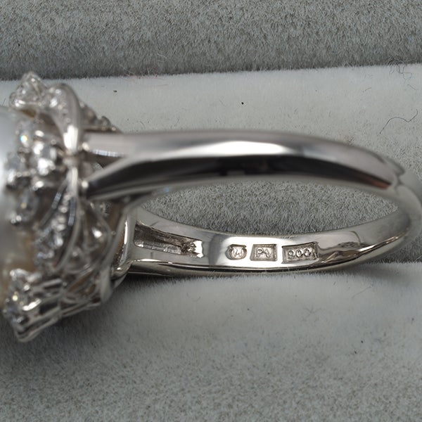 ミキモト リング 白蝶真珠 12.3mm ダイヤ 0.50ct  14号 Pt900 